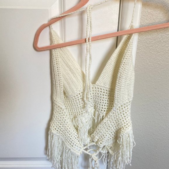 Tank Top White Wool Woven - Picture 2 of 3